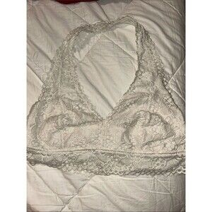 aerie Lace Halter Bralette White XL
